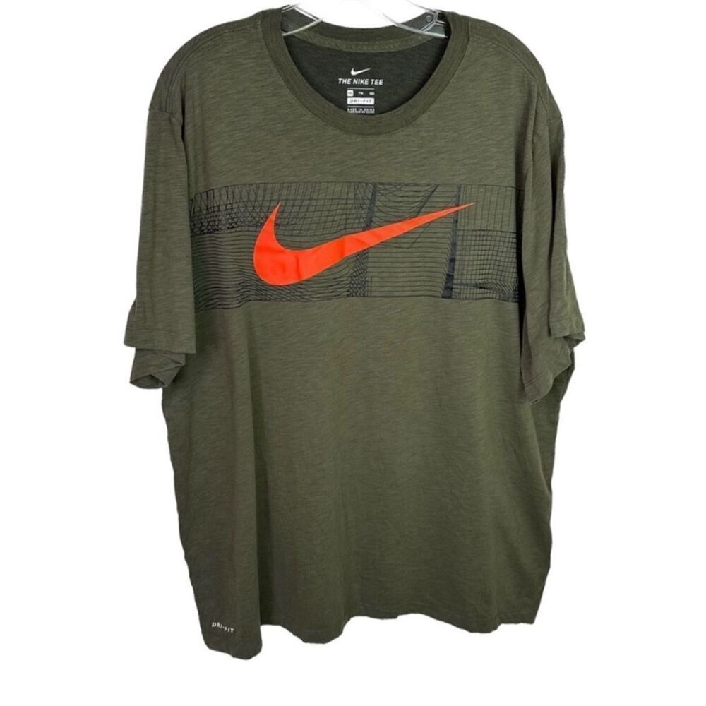 Nike Dri-Fit Graphic Short Sleeve TShirt Swoosh Green Men Extra Extra Large